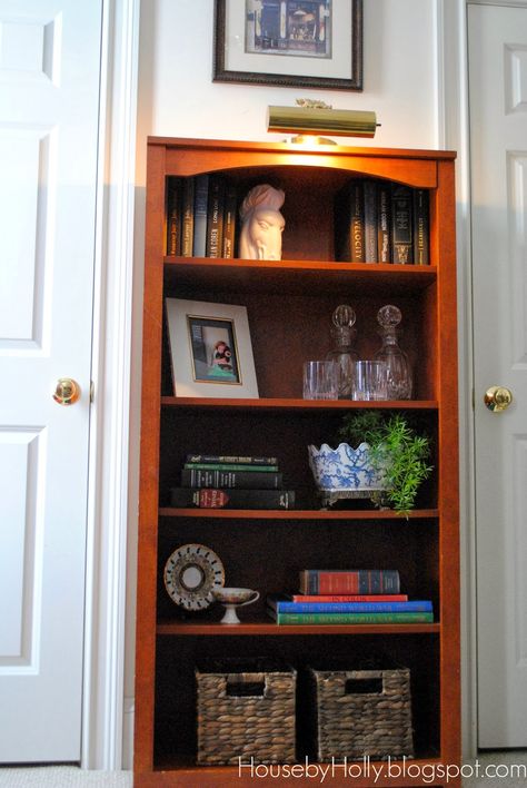 Lamp On Top Of Bookcase, Glass Bookcase, Bookcase Lighting, Vintage Bookcase, My Journal, Task Lighting, Corner Bookcase, On A Budget, House Ideas