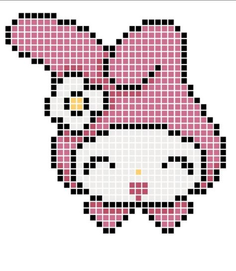 My Melody Pixel Art Grid, My Melody Pixel Art, Arte Hippy, Square Drawing, Melody Hello Kitty, Pixel Drawing, Kitty Drawing, Hello Kitty Drawing, Pixel Art Grid