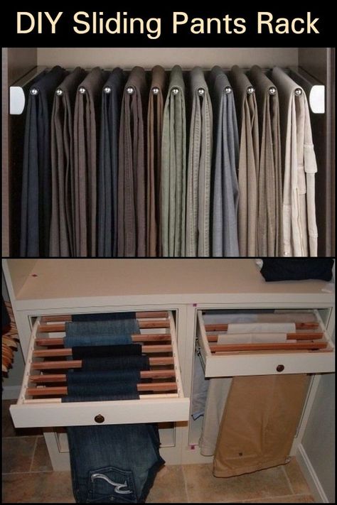 Pants Organization, Hanging Pants, Pant Storage, Organized Closet, Pants Rack, Wardrobe Room, Closet Remodel, Bedroom Closet Design, Dekorasi Kamar Tidur