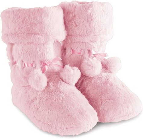 Pink Pom Poms, Fluffy Boots, Bootie Slippers, Pink Slippers, Comfortable Slippers, Winter Knit Hats, Soft Slippers, Winter Light, Slippers For Women