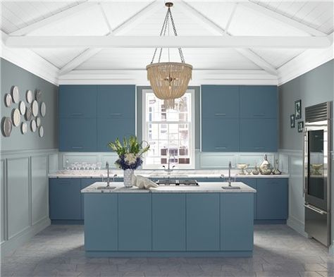 Blue Benjamin Moore, Bar Sinks, Benjamin Moore Blue, Kitchen Colour Combination, Color Combinations Paint, Urban Kitchen, Bar Faucets, Blue Paint Colors, China Blue