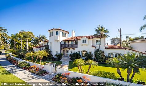 Castle On Island, Coronado Island San Diego, Santa Barbara House, California Architecture, Castle Estate, Coronado Island, San Diego Houses, Spanish Style Home, Robb Report