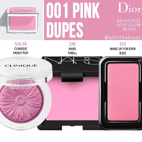 Cool Pink Blush Makeup, Bubblegum Pink Blush, Dior Backstage Rosy Glow Blush, Rosy Glow Dior, Dior Blush Swatch, Cool Pink Blush, Dior 001 Pink, Pink Blush Makeup Looks, Dior Blush Pink