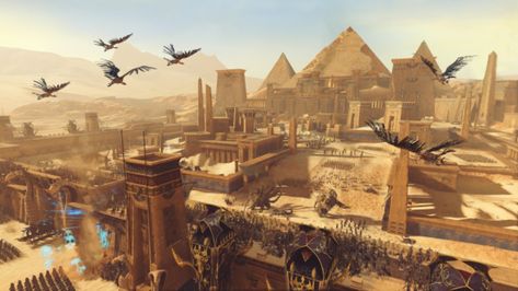 Ancient Egyptian Architecture, Egypt Concept Art, Tomb Kings, Rise Of The Tomb, Scenery Background, Japon Illustration, Egypt Art, Scene Art, Fantasy City