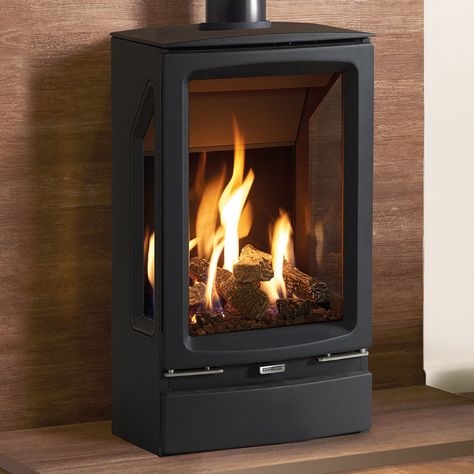 Vogue Midi T Gas Stoves - Gazco Stone Fireplace Designs, Modern Stoves, Stove Range, Garden Room Extensions, Elegant Styling, Fireplace Set, Rock Fireplaces, Stoves Range, Traditional Fireplace