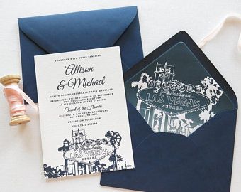 Las Vegas, Las Vegas Invitation, Vegas Wedding Invitations, Las Vegas Wedding Invitations, Vegas Themed Wedding, Mountain Wedding Invitations, Vegas Theme, White Wedding Invitations, Themed Wedding Invitations