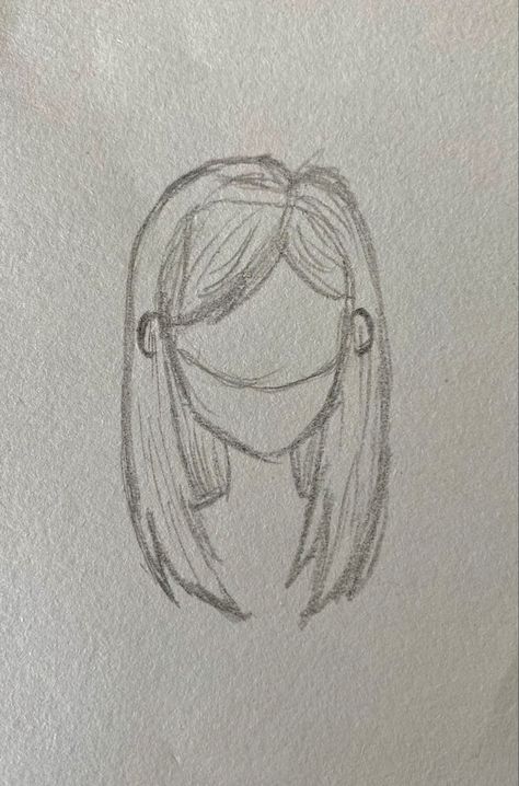 Easy Bangs Drawing, Hair Drawing Ideas Easy, Easy Way To Draw Hair, How To Draw Tears Anime, Hand Art Drawing Easy, Simple Hair Drawing Reference, Cute Drawing Ideas Aesthetic Easy, How To Draw Easy Hair, Hair Sketch Easy