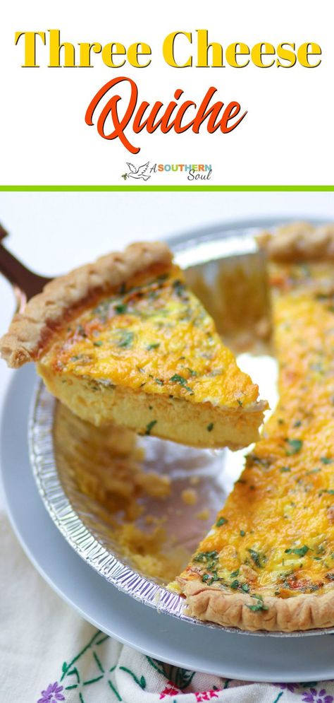 Easy to make Three Cheese Quiche with cheddar, mozzarella and Parmesan is a great main dish for breakfast, brunch or a weeknight meal. It’s an excellent make ahead recipe that freezes beautifully, to help save time and reduce stress in the kitchen! #cheesequiche #quiche #easyrecipe Quiche With Cheddar Cheese, Quiche With Mozzarella Cheese, 12 Tomatoes 3 Cheese Quiche, Quiche Recipes Cheese, Make Ahead Quiche Recipes, Cheese Quiche Recipes Easy, Make Ahead Quiche, Cheese Quiche Recipes, Egg And Cheese Quiche