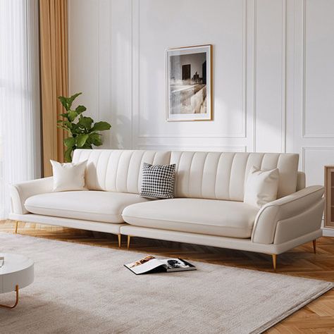 Voldemordo 94.49" Creamy white Technology Leather Modular Sofa cushion couch | Wayfair Stylish Sofa Sets, Trendy Sofas, Luxury Sofa Living Room, Sofa Design Wood, Latest Sofa Designs, Luxury Furniture Sofa, Luxury Sofa Design, Corner Sofa Design, Bedroom Minimalist