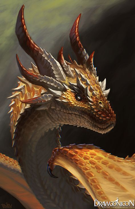 Mountain Dragon, Dragon Inspiration, Dragon Painting, Dragon Horns, Kaiju Design, Bronze Dragon, Dnd Dragons, Creature Artwork, Percy Jackson Art