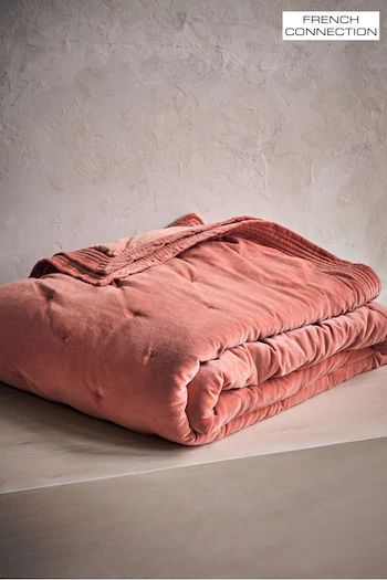 Blankets & Throws | Bed & Sofa Throws | Next UK Terracotta Blush Bedroom, Terracotta Bedspread, Peach Room Bedroom, Coral Bedroom Ideas For Adults, Coral Bedspread, Bedspread Ideas, Bedroom Cosy, Velvet Quilt Cover, Colourful Interiors