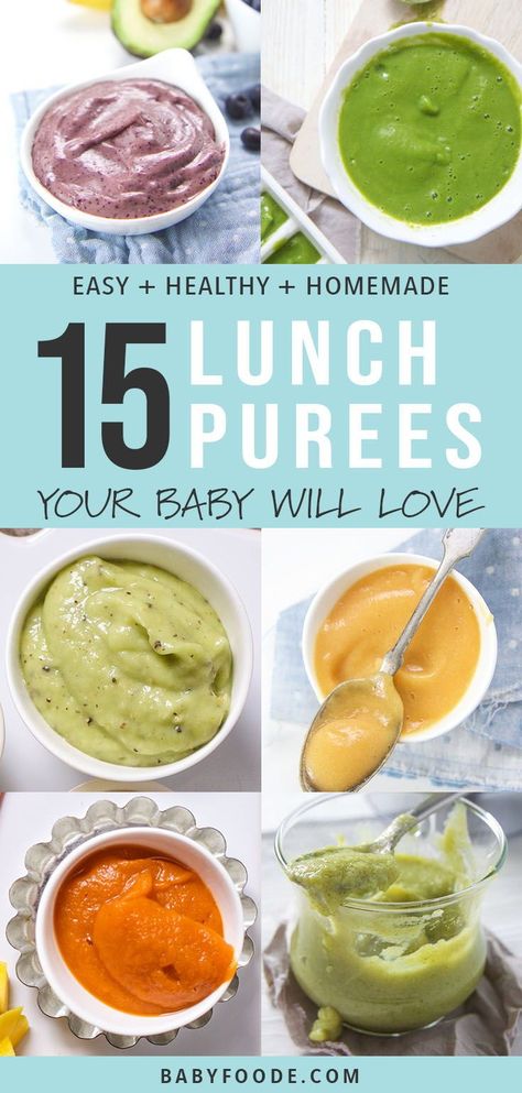 I love this collection of 15 easy, healthy, and delicious baby food puress for lunch! They're packed with fruits, vegetables, and tons of nutrition (and taste) to keep your baby fully and happy all day. #babyfood #baby Baby Lunch, Homemade Cereal, Homemade Lunch, Healthy Baby Food, Baby Puree Recipes, Baby Puree, Homemade Baby Foods, Homemade Baby Food, Pureed Food Recipes