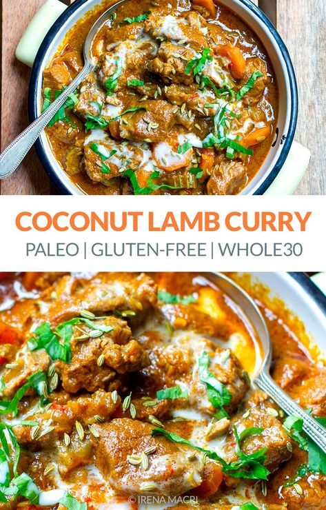 Delicious Coconut Lamb Curry (Paleo, Gluten-free, Dairy-free, Whole30) #lamb #curry #indian #paleo #glutenfreerecipes #glutenfree #lambrecipes #coconut #curryrecipes Lamb Curry Recipes, Curry Indian, Chopped Kale, Heart Recipes, Lamb Curry, Lamb Dishes, Lamb Stew, Stew Recipe, Curry Recipe