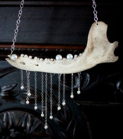 Animal Bone Jewelry, Oddities Decor, Taxidermy Art, Animal Skull, Bone Crafts, Vulture Culture, Bone Art, Witchy Crafts, Bone Necklace