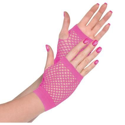 Pink Fingerless Gloves, Pink Fishnets, Fishnet Gloves, Red Fishnets, Hand Dress, 80s Costume, Pink Costume, Halloween Costume Shop, Halloween Store