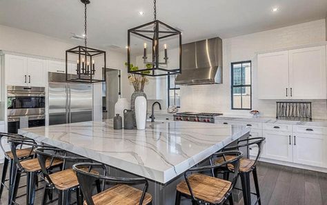 Kitchen Island Size Guidelines - Designing Idea Square Island Kitchen, Kitchen Island For Dining, Kitchen Island With Seating For 6, Kitchen Island With Seating For 4, Square Island, Kitchen Island Size, Cottage Kitchen Renovation, Kitchen With Big Island, Kitchen Island Dimensions