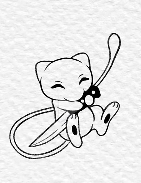 Mew Tattoo, Petit Tattoo, Pokemon Mew, Pokemon Sketch, Pokemon Tattoo, Cute Little Tattoos, Geniale Tattoos, Cute Tiny Tattoos, Tattoo Style Drawings