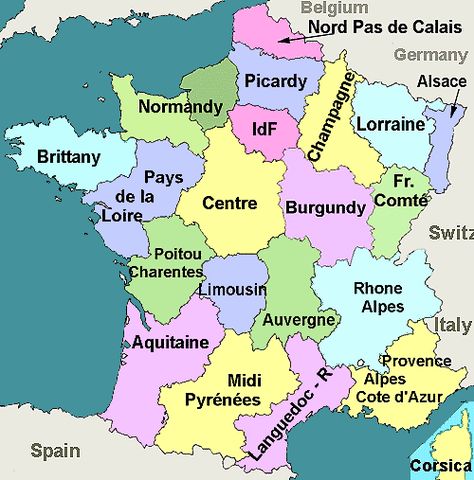 @PinFantasy - Regions of France ~~ For more:  - ✯ http://www.pinterest.com/PinFantasy/viajes-~-la-france-en-images/ France Tourism, French Stuff, Regions Of France, Map Projects, Alsace France, Rpg Map, Visit France, France Map, Country Maps