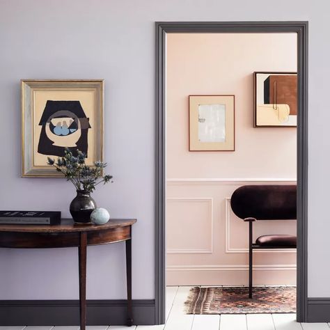 10 skirting board colour ideas to freshen up tired schemes | Ideal Home Hallway Color Ideas, Coloured Skirting Boards, Grey Living Room Inspiration, Hallway Paint Ideas, Hallway Paint Colors, Arranging Furniture, Hallway Paint, Grey Living Room, Wall Color Combination