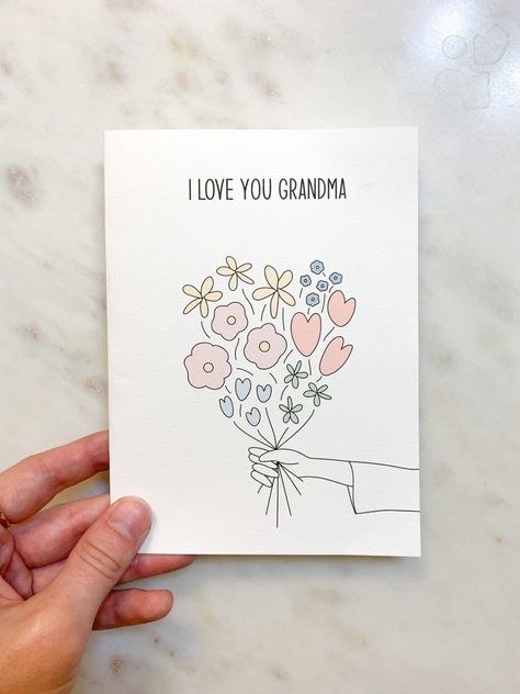 This I love you Grandma birthday card is blank on the insidealso comes with an envelopeThe card is 4.5x6is printed on 90lb watercolor paperInterested in one of these cards for your MomCheck out this listings://www.etsy.com/listing/987094314/mothers-day-card-i-love-you-mom-mothersref=shop_home_active_2frs=1crt=1 I will ship this item within 3-5 business daysThis item is included in my free shipping for USPS First Class Mailwhich normally takes 2-6 days to arrive once sh Grandma Cards, Happy Birthday Grandma, Happy Birthday Cards Diy, Grandma Birthday Card, Birthday Card Drawing, Card Inspo, Homemade Birthday Cards, Birthday Cards For Mom, Card Photography