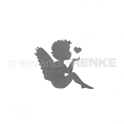 Alexandra Renke Stanzschablone Engel mit Herz www.papercrafts.ch Angel Crafts, Stencil Patterns, Silhouette Cameo, Christmas Cards, Paper Crafts, Home Decor Decals, Angel, Pattern, Natal