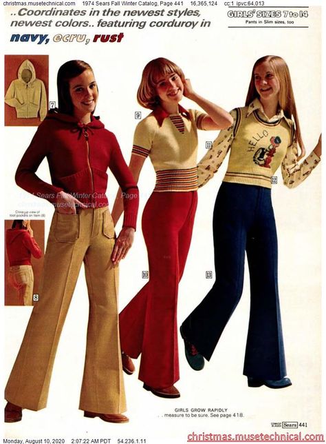 1974 Sears Fall Winter Catalog, Page 441 - Christmas Catalogs & Holiday Wishbooks 60’s Fashion, Decades Fashion, Teen Fashion Trends, Mode Retro, 60s 70s Fashion, 60s And 70s Fashion, 70s Inspired Fashion, 70s Outfits, Seventies Fashion