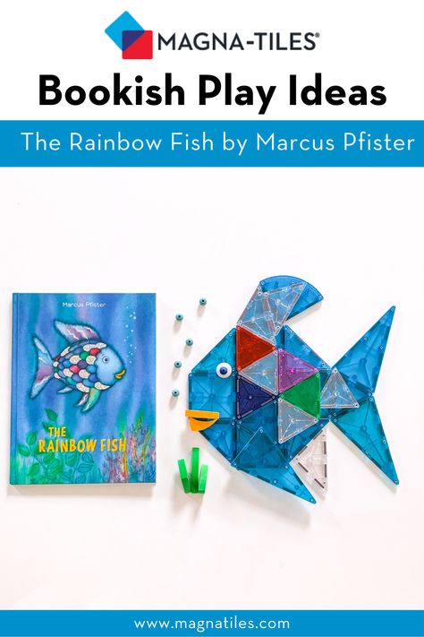 This one of many Magna-Tiles® Magnetic tiles ideas for kids was inspired by the book "The Rainbow Fish" by Marcus Pfister. Bring favorite children's books to life with Magna-Tiles bookish play ideas. #magnatiles #magnetictiles #childrensbooks #kidsactivities Magnatiles Fish, Magna Tiles Activities, Magna Tiles Printables, Magna Tiles Ideas, Magnetic Tiles Ideas For Kids, Magnetic Tiles Ideas, Magnatiles Ideas, Magnet Tiles, Kids Outdoor Playground