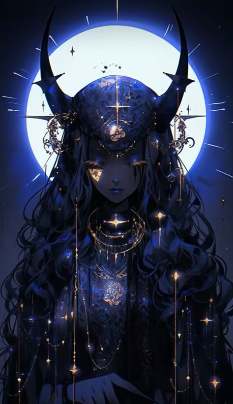 Female Character Design Beautiful, Black Moon Goddess, Moon Girl Art, God Of Night, Celestial Warrior, Star Witch, الفن الرقمي, Moon Character, Goth Witch