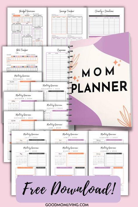 Mom planner pages Stay At Home Mom Planner, Mom Planner Printables Free, Busy Mom Planner, Planner For Moms, Planner Free Printable, Budget Planner Free, Free Planner Templates, Daily Routine Planner, Free Printable Planner