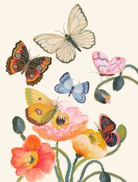 "butterflies garden" giclee print | laura garcia serventi Butterfly Garden Illustration, Illustration Butterflies, Garden With Butterflies, Colorful Butterflies Art, Butterfly Prints, Art Papillon, Wal Art, Butterfly Art Print, Garden Illustration