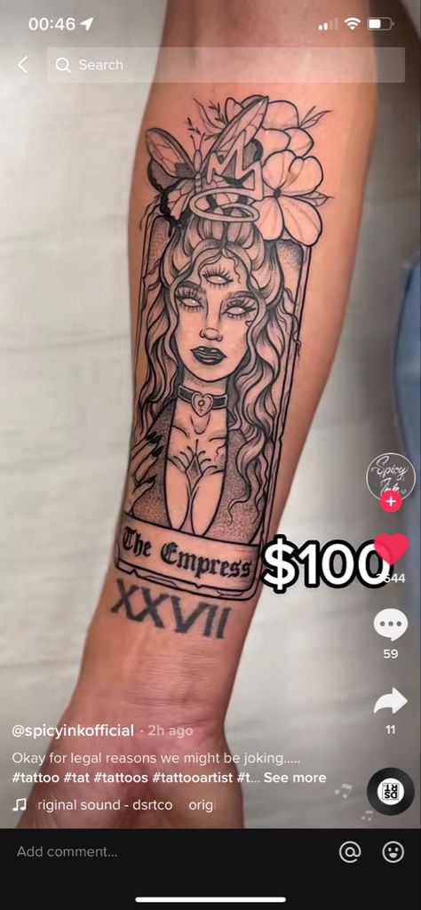 Medusa Tarot Card Tattoo, Medusa Tarot Card, Tarot Card Tattoo, Tarot Tattoo, Small Rose Tattoo, Forearm Tattoo Women, Spiritual Tattoos, Card Tattoo, Line Art Tattoos