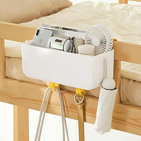 PRICES MAY VARY. Plastic [SIMPLE, MODERN AND HOME DECOR] Keeping small items at the bedside to reach easily and no more lost, will meet your daily needs [HANGING CADDY ORGANIZER FOR BABY ITEMS] Easy to installation without tools; Bed hanging caddy is great for dorm bunk bed, hospital, kitchen, batnroom, shower, baby room, office [HANING CADDY WITH HOOKS] White bed side hanging caddy, adds unique yellow hooks, is really go better with variety of home style [FUNCTIONAL BEDSIDE SHELF FOR DORM ROOM] Bunk Bed Organization, Dorm Bunk Beds, Bunk Bed Shelf, Bunk Bed Accessories, Bed Caddy, Bed Shelf, Bunk Bed Storage, Girls Bunk Beds, Bed Organiser