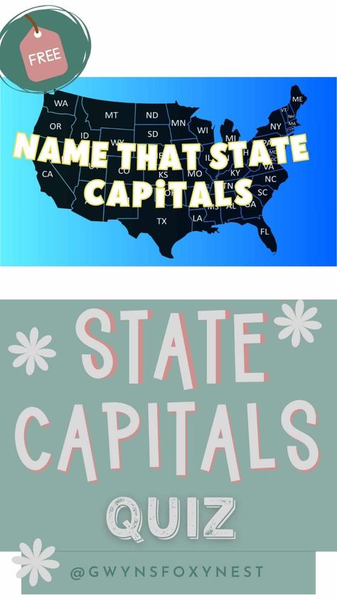 state and capital quiz Us States And Capitals Free Printable, Us Map States, State And Capital, State Capitals Quiz, Geography Trivia, United States Geography, Map Quiz, State Abbreviations, Geography Quiz