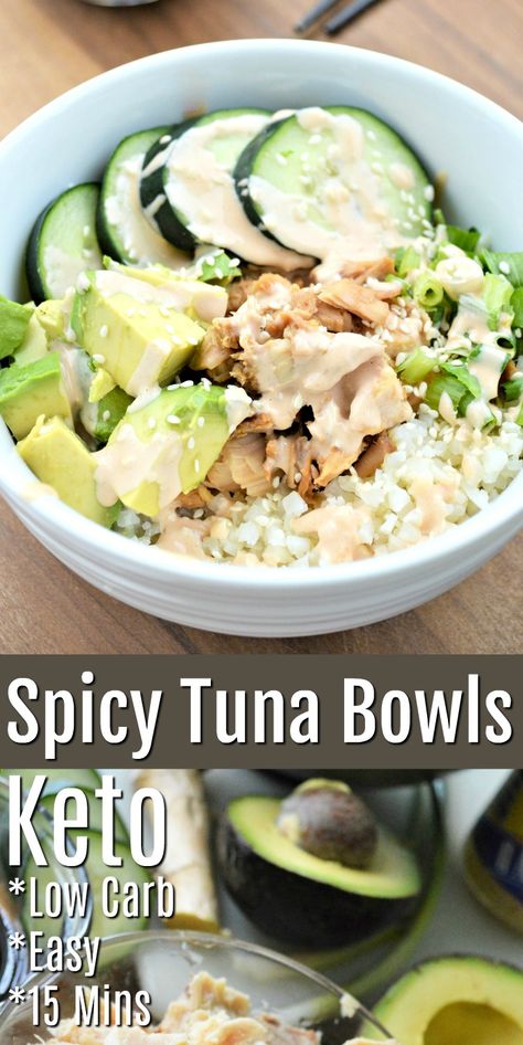 Tuna Bowls, Low Carb Easy, Boiled Egg Diet Plan, Boiled Egg Diet, Best Low Carb Recipes, Spicy Tuna, Low Carb Diet Recipes, Foods Recipes, Low Carb Dinner Recipes