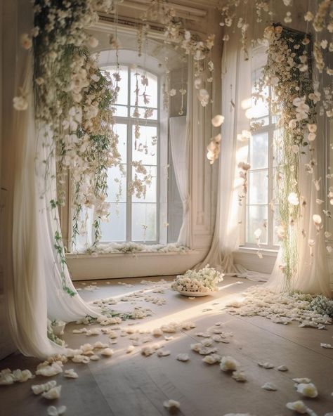 Sitting Area Decor Ideas, Ethereal Aesthetic Room, Ethereal Bedroom Aesthetic, Sitting Area Decor, Ethereal Theme, Backdrops For Pictures, Rooftop Studio, Mother Day Photoshoot, Mint Green Room