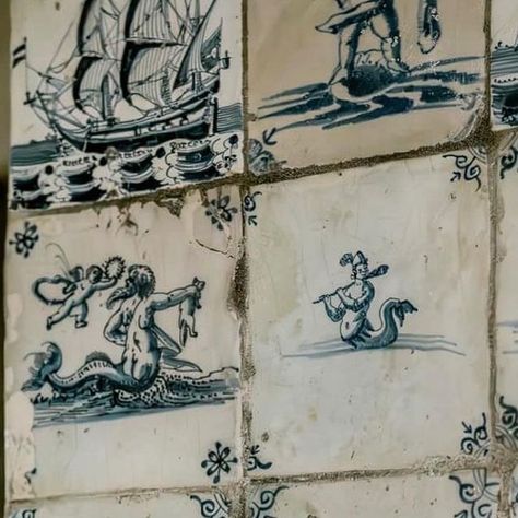 Jaime Zehner on Instagram: "Last week, I stumbled upon a set of four antique delft tiles, and I found myself entranced as I held them in my hands. In that moment, a vision took shape – to rescue them from the quiet corner of an antique store and bring them to my own home for safekeeping and a dream project.   Discovering delft tiles is like uncovering a piece of history within a space. These exquisite tiles, with their intricate blue designs, not only captivate the eye but also tell the story of Dutch craftsmanship and tradition dating back to the 16th century, often depicting scenes from daily life, landscapes, floral motifs, and historical events.  As an interior designer, I believe that the beauty of delft tiles is as significant as their rich historical background. Integrating them int Dutch Tiles, My Own Home, Tuscan Kitchen, Delft Tiles, Quiet Corner, Gothic Revival, Historical Background, Tile Projects, White Pottery