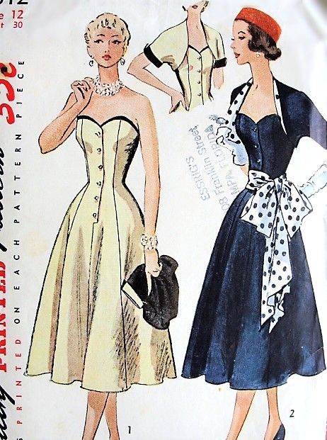 1950s GORGEOUS Strapless Cocktail Party Dress, Reversible Bolero and Sash Pattern SIMPLICITY 3512 Beautiful Sweetheart Neckline, Figure Flattering Dress Bust 30 Vintage Sewing Pattern Sash Pattern, Hairspray Musical, 50s Cocktail Dress, Evening Dress Sewing Patterns, Cocktail Dress Patterns, 1950s Fashion Women, Summer Cocktail Dress, Figure Flattering Dresses, Fashion Illustration Vintage