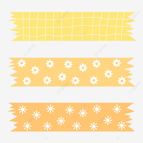 Yellow Tape Aesthetic, Orange Washi Tape Png, Yellow Washi Tape Png, Yellow Washi Tape Printable, Yellow Stickers For Journal, Yellow Scrapbook Stickers, Orange Journal Ideas, Yellow Aesthetic Stickers, Yellow Scrapbook