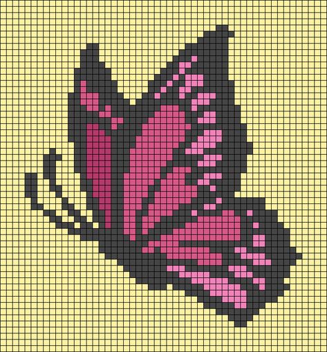 Butterfly Crochet Grid, Pixel Art Insect, Butterfly Pixel Grid, Butterfly Alpha Pattern, Butterfly Pixel Art, Alpha Graph, Public Mural, Wings Insect, Alpha Designs