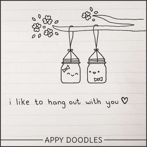 I like to hang out with you <3 Cute pun cards for valentines! Watch this video! YouTube Channel : Appy Doodles #appydoodles #doodles #youtube #video #valentines #cards #love #cute #puns#kawaii#howtodoodle#beginners#easy Love Doodles For Best Friend, Doodle Drawings Love Cute, Cute Easy Doodles Love, Mini Love Doodles, Cute Doodles For Bestie, Cute Loving Drawings, I Love Hanging Out With You, Cute Things To Draw Easy Doodles Love, Cute Doodle Art With Quotes