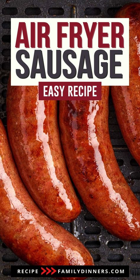 Have you been looking for an easy way to turn your favorite sausage into a delicious dinner? Then this how to cook sausage in the air fryer recipe is just right for you. This is perfect for your favorite pre-cooked sausages. This air fryer cooking method is one of the easiest ways to make a perfectly brown, crispy on the outside and juicy on the inside sausage link. It only takes 12 minutes to make air fryer sausages and the best part they cook hands off. This is simply the best way to cook ... Sausage Links Air Fryer, Air Fryer Hot Sausage Links, Air Fryer Hot Sausage, Italian Sausages In Air Fryer, Sausage In Air Fryer How To Cook, Link Sausage In Air Fryer, Cooking Sausage In Air Fryer, Air Fried Sausage Links, Air Fry Smoked Sausage