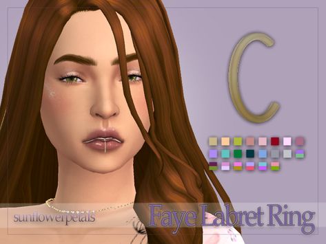 Lip Cuffs, Lip Piercing Ring, Labret Ring, Double Nose Piercing, Sims 4 Piercings, Labret Piercing, Belly Piercing, Sims 4 Cas, Lip Ring