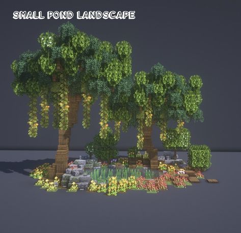 Minecraft Tree, Minecraft Garden, Pond Landscape, Minecraft Idea, Bangunan Minecraft, Minecraft Farm, Easy Minecraft Houses, Minecraft Cottage, Mc Ideas