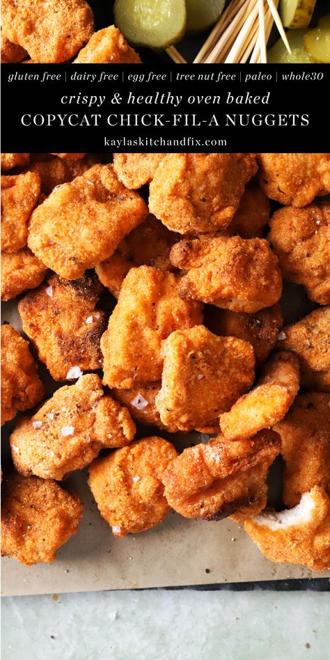 Gluten Free Chick Fil A Nuggets, Chicken Nugget Recipes Oven, Egg Free Chicken Nuggets, Gluten Free Popcorn Chicken, Organic Chicken Nuggets, Healthy Chick Fil A Nuggets, Eggless Chicken Nuggets, Chick Fila Nuggets Recipe, Oven Chicken Nuggets