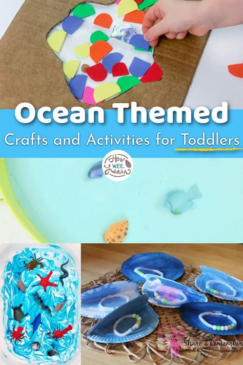 Ocean Theme For Toddlers, Ocean Theme Art For Toddlers, Ocean Animals Activities For Toddlers, Ocean Animals Toddler Activities, Ocean Arts And Crafts, Ocean Toddler Activities, Ocean Preschool Crafts, Ocean Theme Lesson Plans For Toddlers, School Age Ocean Theme Activities