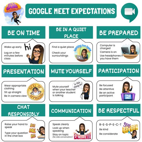 Digital Learning Classroom, Classroom Expectations, Biology Teacher, Google Meet, Online Classroom, Virtual School, School Technology, Classroom Rules, Blended Learning