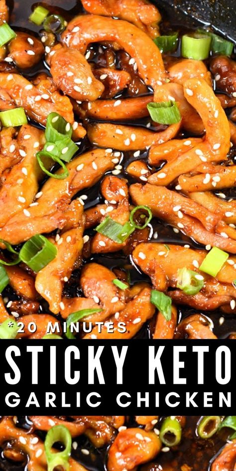 Sticky Keto Garlic Chicken #ketostickygarlichicken #stickygarlicchicken Keto Garlic Chicken, Keto Chinese Food, Breakfast Low Carb, Carb Dinner, Keto Recipes Dinner, Diets For Beginners, Low Carb Chicken, Keto Chicken, Diet Help