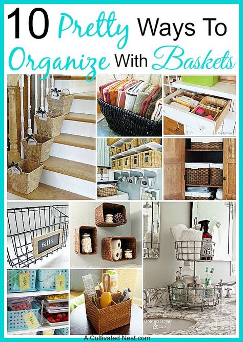 Organizing With Baskets, Bill Organization, Ways To Organize, Organized Life, Basket Organization, Storage Hacks, Diy Organization, Life Organization, Cleaning Organizing