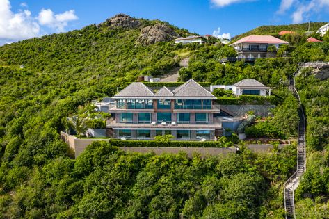 Villa Firefly, Saint-Barth, Caribbean Vacations / Casol Rooms With Vaulted Ceilings, Sea View Bedroom, French Caribbean, Outdoor Sound System, Hillside Villas, Small Staircase, Ensuite Bathrooms, Gas Bbq, Caribbean Vacations