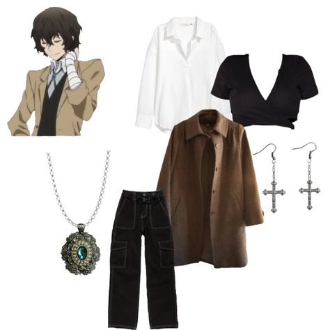 Dazai Clothes Aesthetic, Nikolai Gogol Inspired Outfit, Anime Outfit Ideas Real Life, Dazai Outfit Aesthetic, Dazai Cosplay Outfit, Bsd Inspired Fits, Dazai Clothes Style, Dazai Osamu Outfit Ideas, Outfits With Glasses Casual